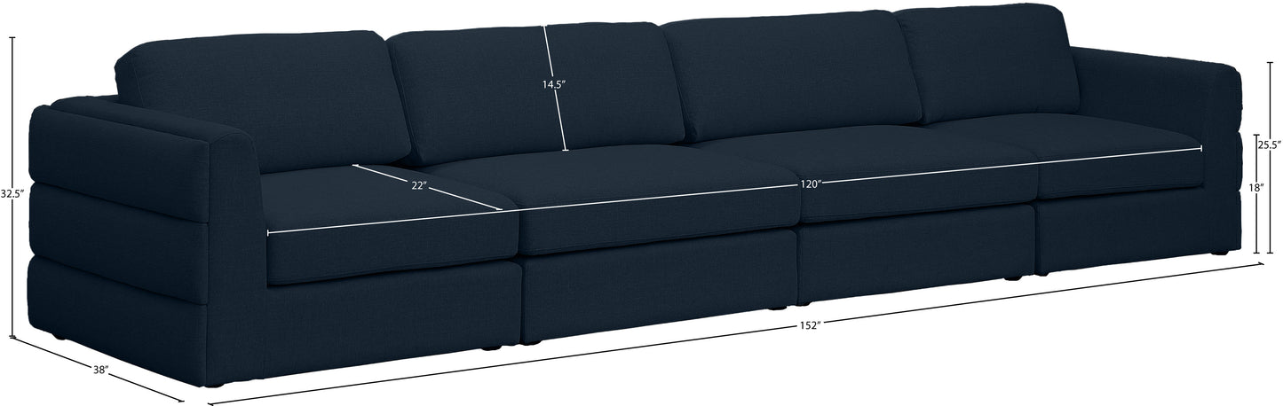 barlow navy durable linen textured fabric modular sofa s152a