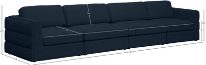 Barlow Navy Durable Linen Textured Fabric Modular Sofa S152A