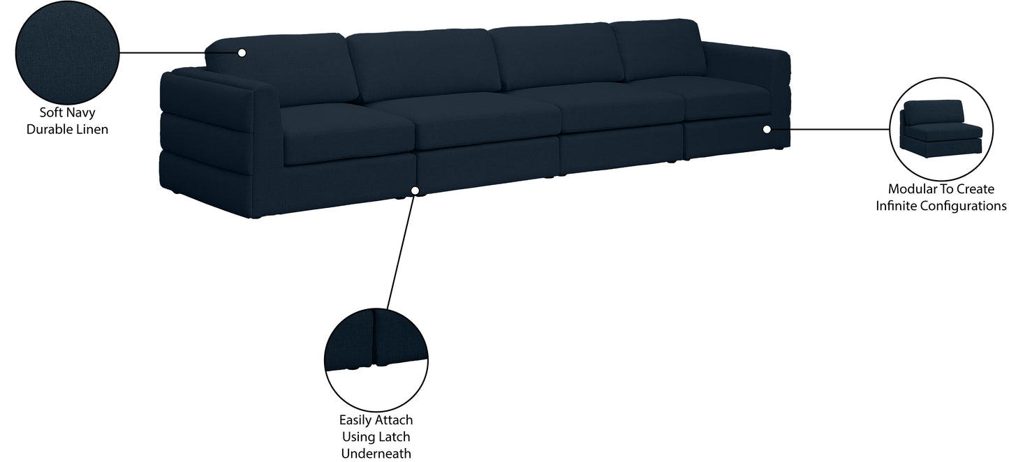 barlow navy durable linen textured fabric modular sofa s152a