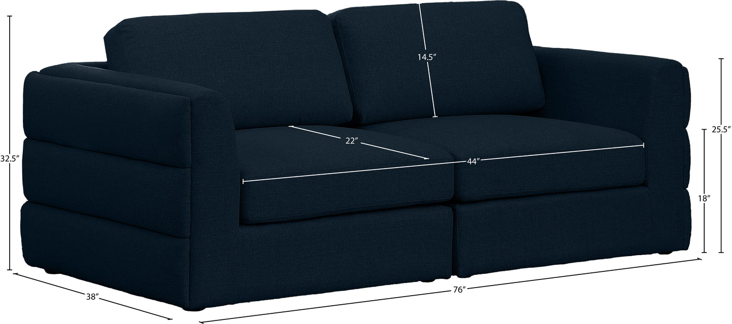 barlow navy durable linen textured fabric modular sofa s76a