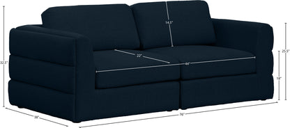 Barlow Navy Durable Linen Textured Fabric Modular Sofa S76A