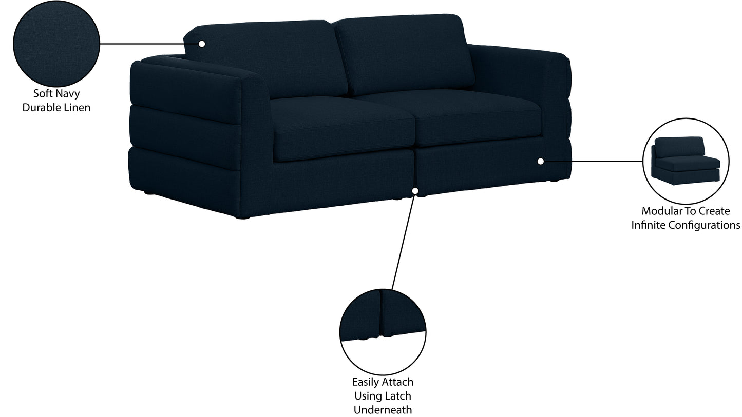 barlow navy durable linen textured fabric modular sofa s76a