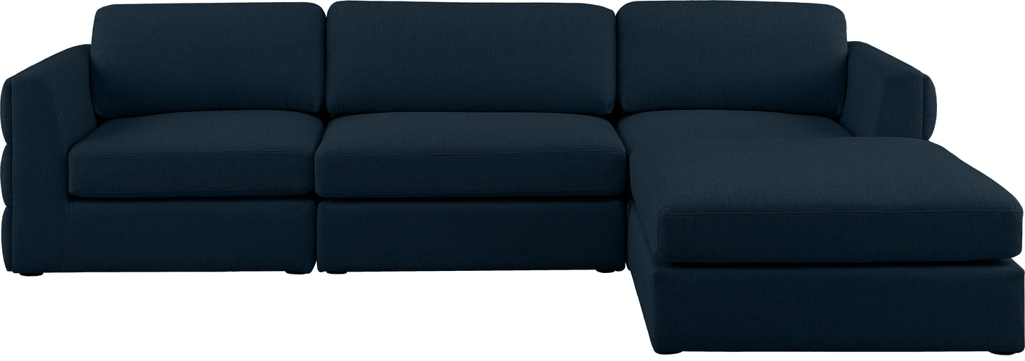 barlow navy durable linen textured fabric modular sectional sec4a