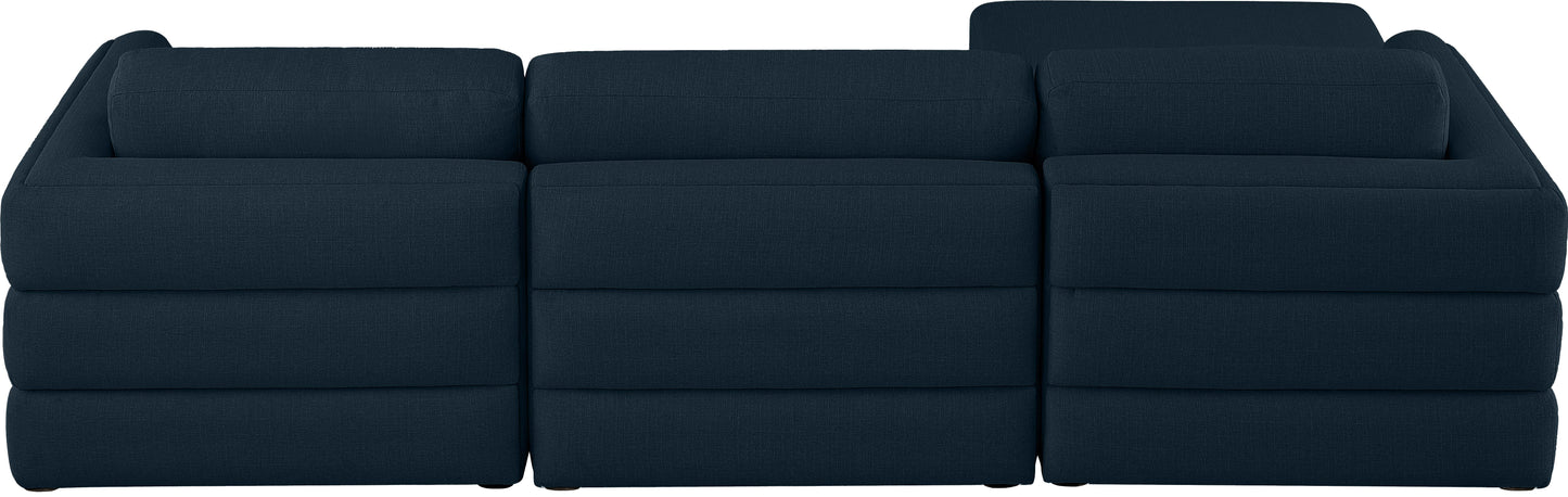 barlow navy durable linen textured fabric modular sectional sec4a