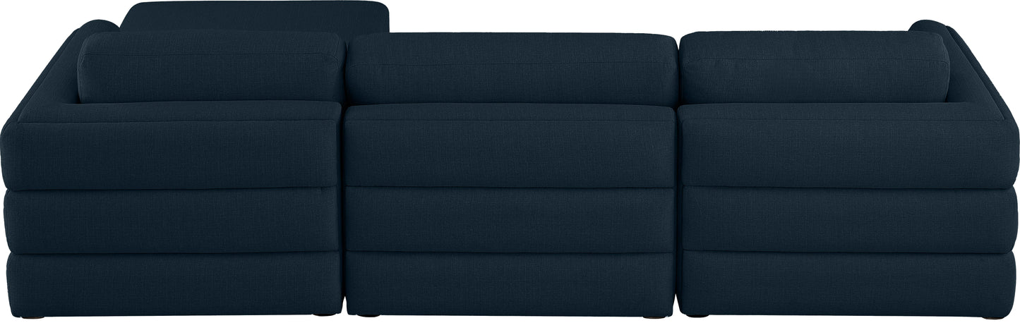 barlow navy durable linen textured fabric modular sectional sec4a