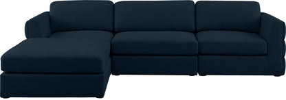 Barlow Navy Durable Linen Textured Fabric Modular Sectional Sec4A