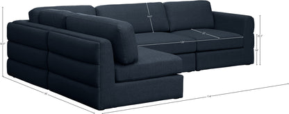 Barlow Navy Durable Linen Textured Fabric Modular Sectional Sec4B