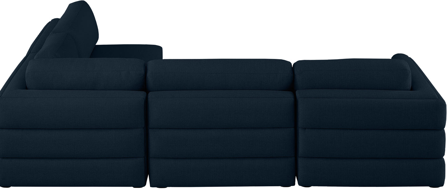 barlow navy durable linen textured fabric modular sectional sec4b