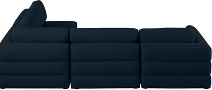 Barlow Navy Durable Linen Textured Fabric Modular Sectional Sec4B