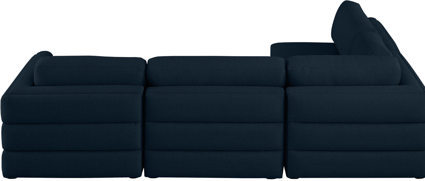 barlow navy durable linen textured fabric modular sectional sec4b