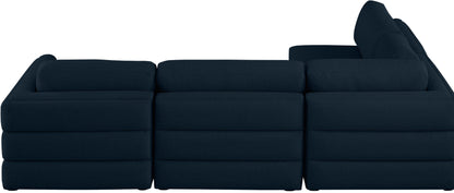 Barlow Navy Durable Linen Textured Fabric Modular Sectional Sec4B