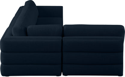 Barlow Navy Durable Linen Textured Fabric Modular Sectional Sec4B