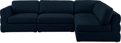 Barlow Navy Durable Linen Textured Fabric Modular Sectional Sec4B