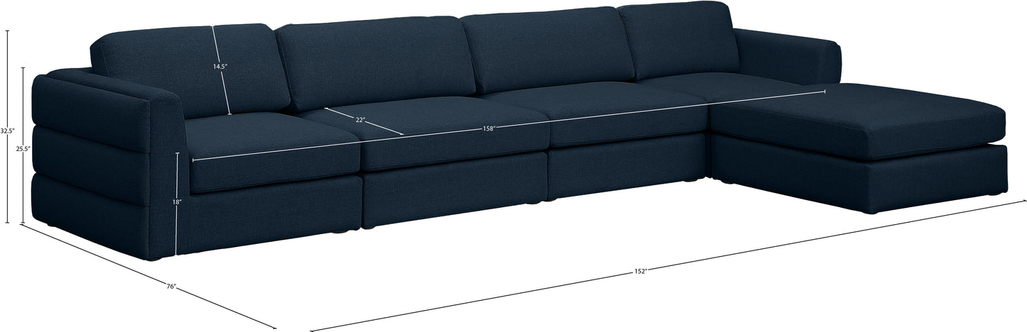 barlow navy durable linen textured fabric modular sectional sec5a