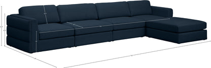 Barlow Navy Durable Linen Textured Fabric Modular Sectional Sec5A