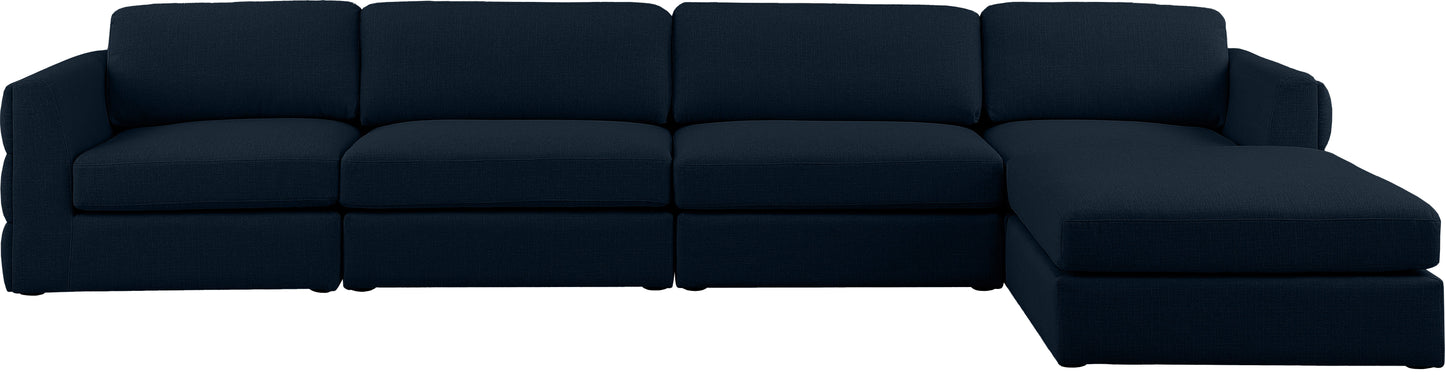 barlow navy durable linen textured fabric modular sectional sec5a