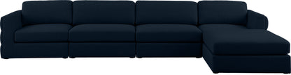 Barlow Navy Durable Linen Textured Fabric Modular Sectional Sec5A