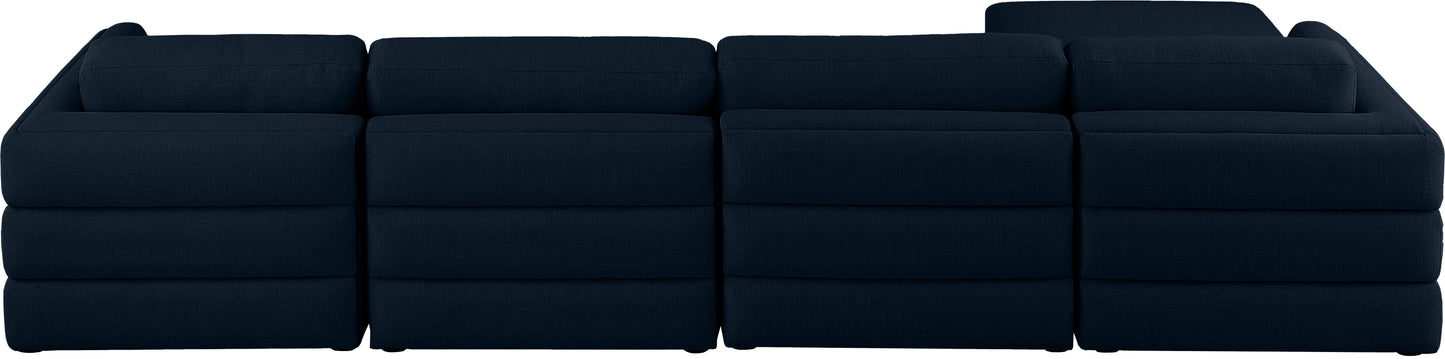 barlow navy durable linen textured fabric modular sectional sec5a