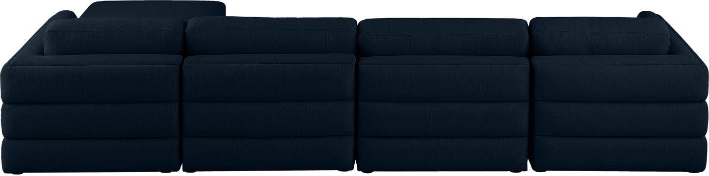 barlow navy durable linen textured fabric modular sectional sec5a