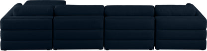 Barlow Navy Durable Linen Textured Fabric Modular Sectional Sec5A