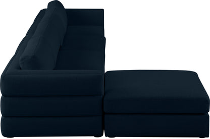 Barlow Navy Durable Linen Textured Fabric Modular Sectional Sec5A