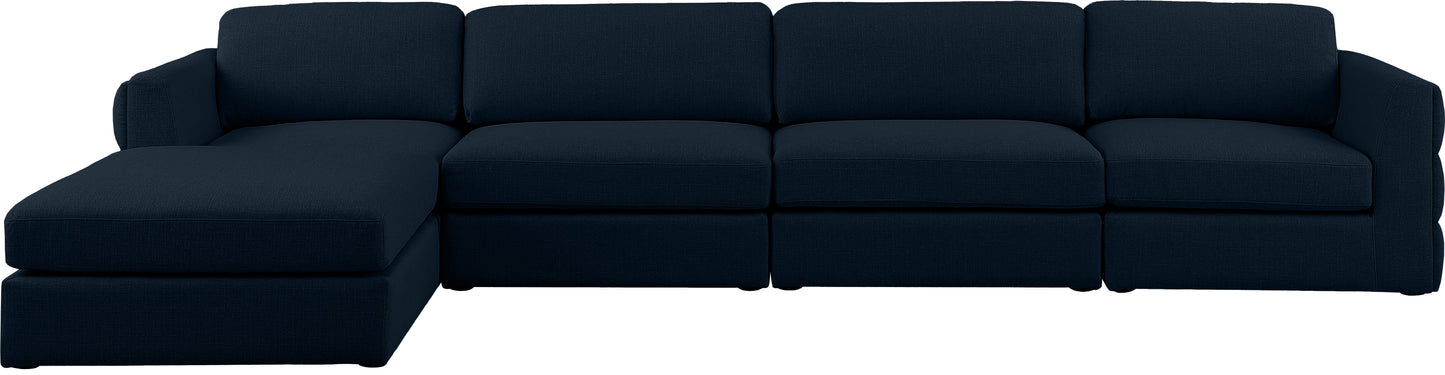 barlow navy durable linen textured fabric modular sectional sec5a