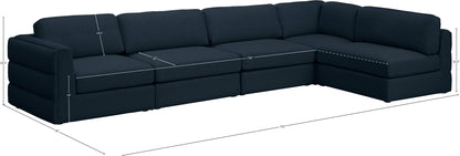 Barlow Navy Durable Linen Textured Fabric Modular Sectional Sec5B