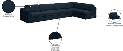 Barlow Navy Durable Linen Textured Fabric Modular Sectional Sec5B