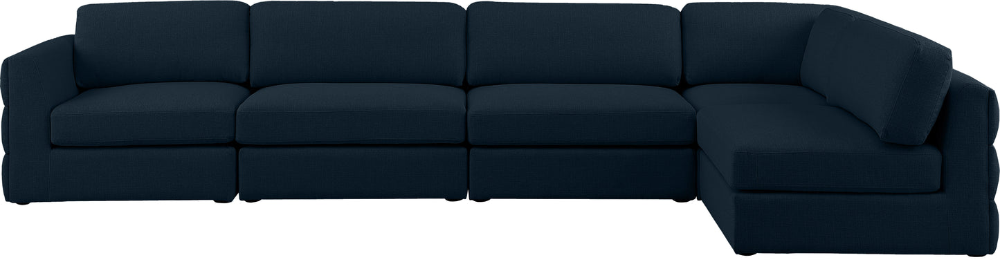 barlow navy durable linen textured fabric modular sectional sec5b