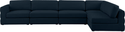 Barlow Navy Durable Linen Textured Fabric Modular Sectional Sec5B