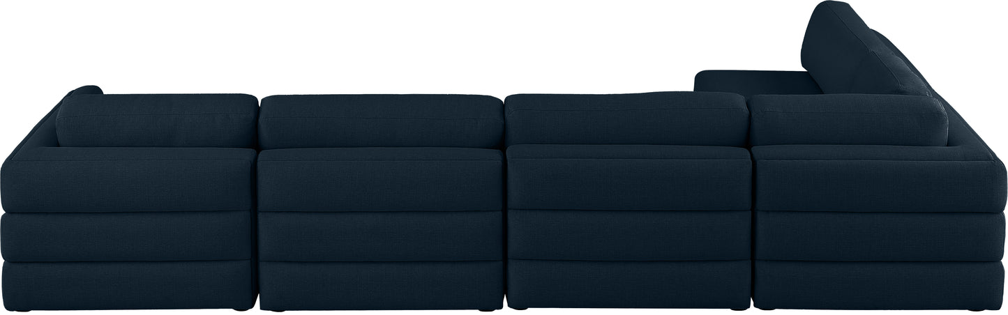 barlow navy durable linen textured fabric modular sectional sec5b