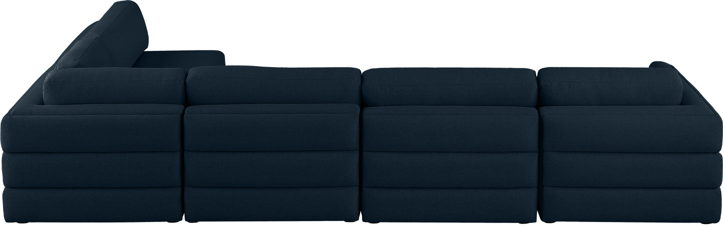 barlow navy durable linen textured fabric modular sectional sec5b