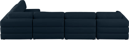 Barlow Navy Durable Linen Textured Fabric Modular Sectional Sec5B