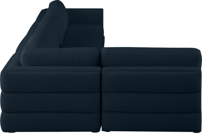 Barlow Navy Durable Linen Textured Fabric Modular Sectional Sec5B