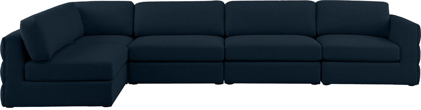 barlow navy durable linen textured fabric modular sectional sec5b