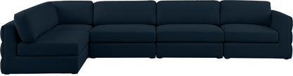 Barlow Navy Durable Linen Textured Fabric Modular Sectional Sec5B