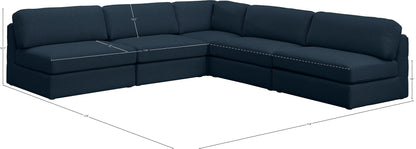 Barlow Navy Durable Linen Textured Fabric Modular Sectional Sec5C