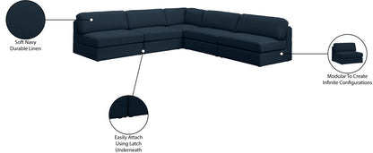 Barlow Navy Durable Linen Textured Fabric Modular Sectional Sec5C