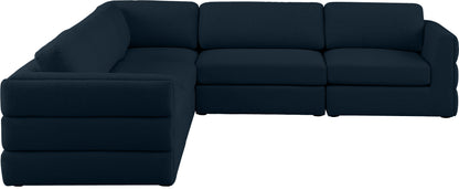 Barlow Navy Durable Linen Textured Fabric Modular Sectional Sec5D