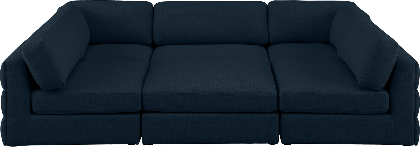 barlow navy durable linen textured fabric modular sectional sec6a