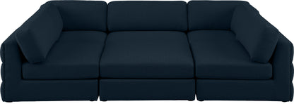 Barlow Navy Durable Linen Textured Fabric Modular Sectional Sec6A