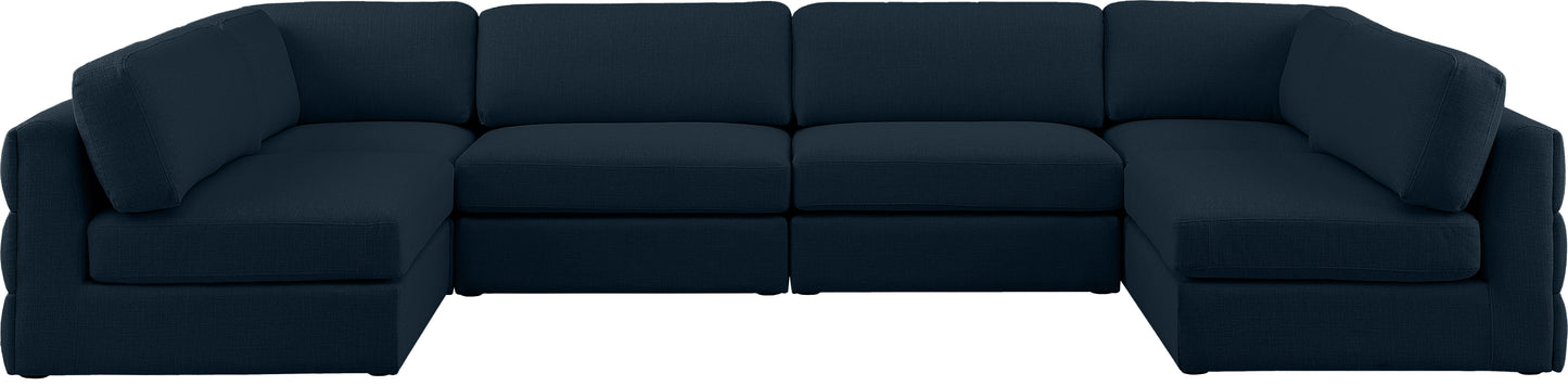 barlow navy durable linen textured fabric modular sectional sec6b