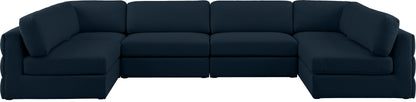 Barlow Navy Durable Linen Textured Fabric Modular Sectional Sec6B