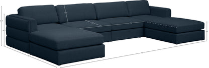 Barlow Navy Durable Linen Textured Fabric Modular Sectional Sec6C