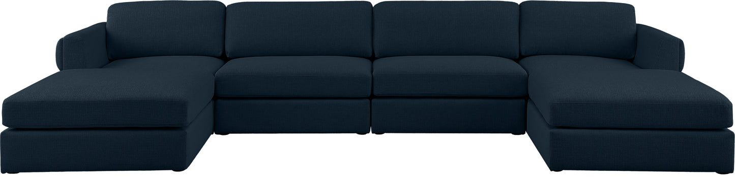 barlow navy durable linen textured fabric modular sectional sec6c