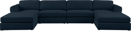 Barlow Navy Durable Linen Textured Fabric Modular Sectional Sec6C