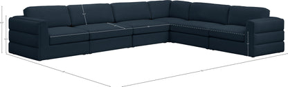 Barlow Navy Durable Linen Textured Fabric Modular Sectional Sec6D