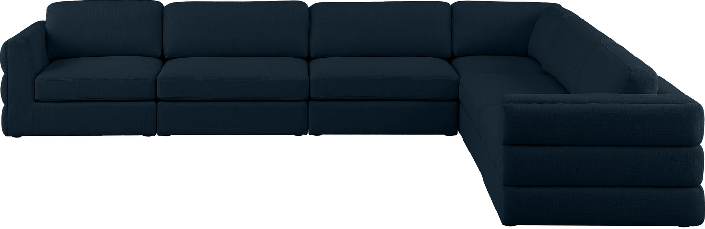 barlow navy durable linen textured fabric modular sectional sec6d