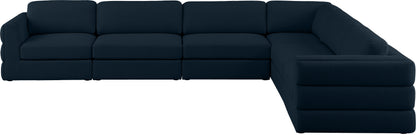 Barlow Navy Durable Linen Textured Fabric Modular Sectional Sec6D