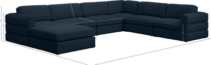 Barlow Navy Durable Linen Textured Fabric Modular Sectional Sec7A